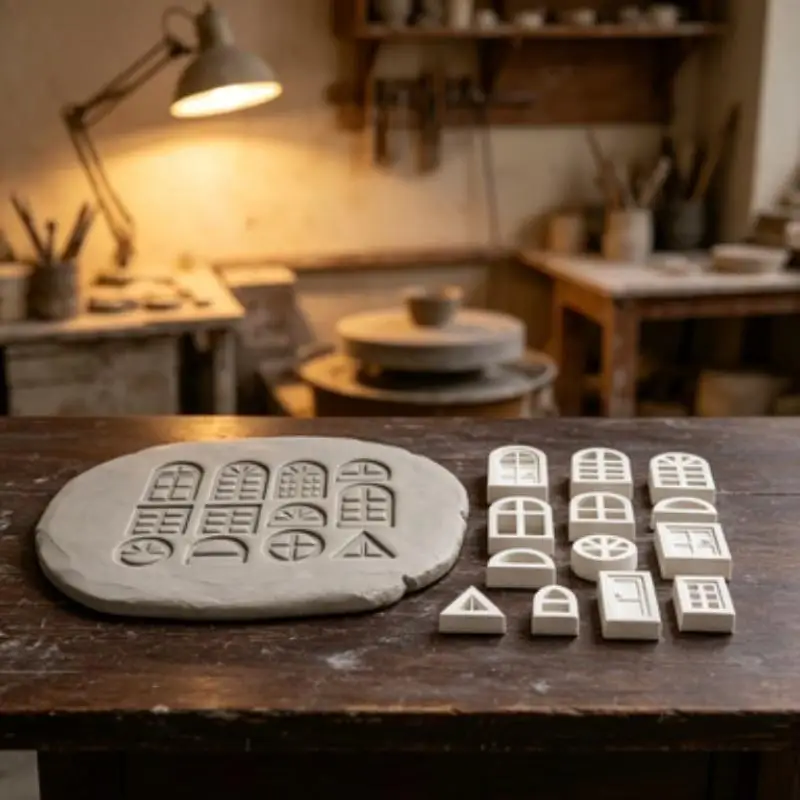 Mini Window Pattern Clay Stamp Molding Kit 18Pcs DIY Tools for Polymer Resin Pottery Home School Craft Class Use