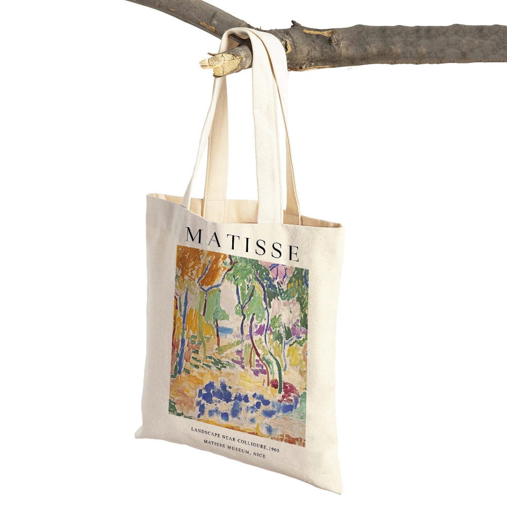 Vintage Matisse Vase Abstract Landscape Nordic Shopper Bag Double Print Lady Tote Handbag Casual Canvas Women Shopping Bags