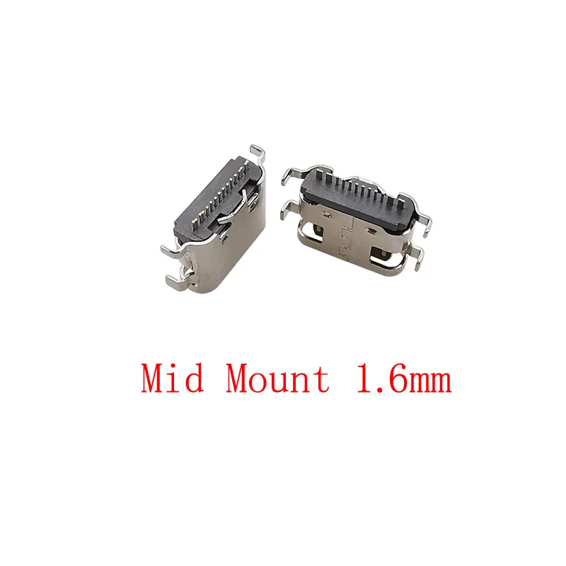 10 Stücke USB 3.1 Typ C Buchse 16 Pin Mid Mount 0,8/1,6mm Löten Stecker Für DIY Lade USB Typ-C Port Reparatur – Detail 5