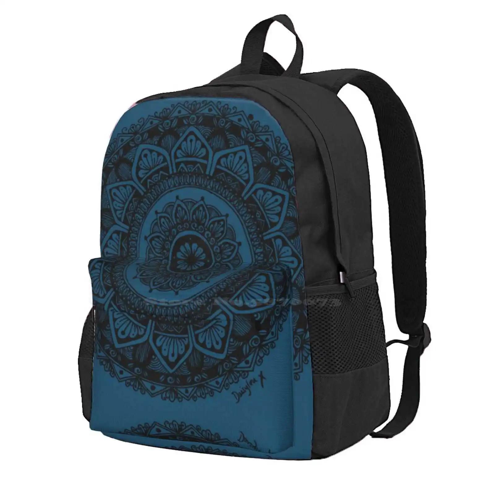 

Mandala Design Scatter Cushion / Throw Pillow - Teal Blue And Black Hot Sale Schoolbag Backpack Fashion Bags Mandalas Mandala