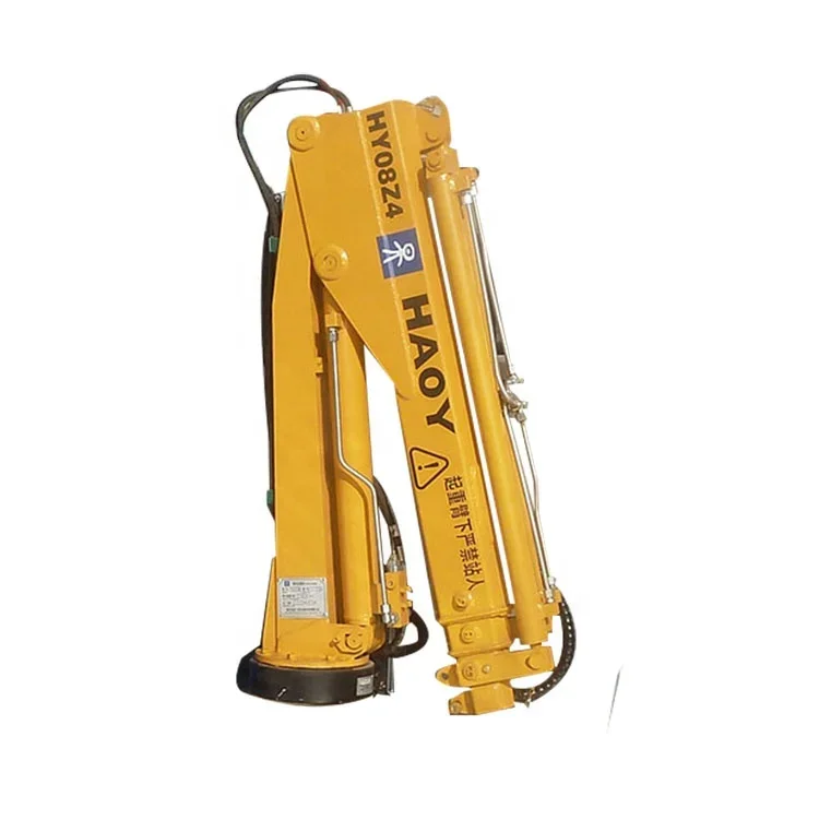 500~800kg mini pickup crane 2 economized cylinder telescopic, 1 manual telescopic, dc 12V hydraulic pump station manual valve