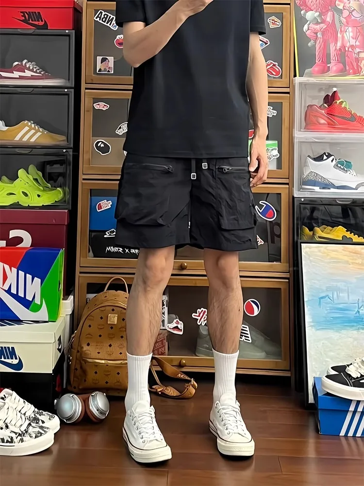 

Мужские летние рабочие брюки-шорты с большими карманами, быстросохнущие, на молнии, длиной до колена, спортивные, прямые, повседневные, со средней посадкой