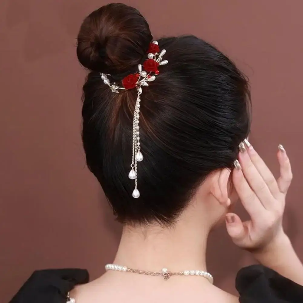 Lady Ponytail Claw Exquisite Ponytail Claw Stylish Bridal Hair Accessories Pearl Tassel Chain Hair Clipper with Multi for Lady's