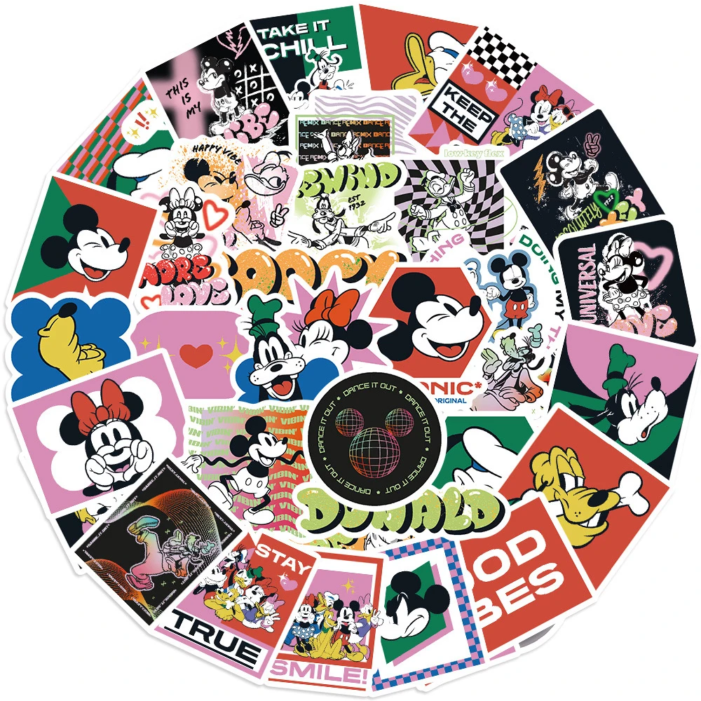 

10/30/50pcs Cute Cartoon Disney Mickey Mouse Stickers Kawaii Donald Duck Minnie Cartoon Graffiti Sticker DIY Diray Kid Toy Decal