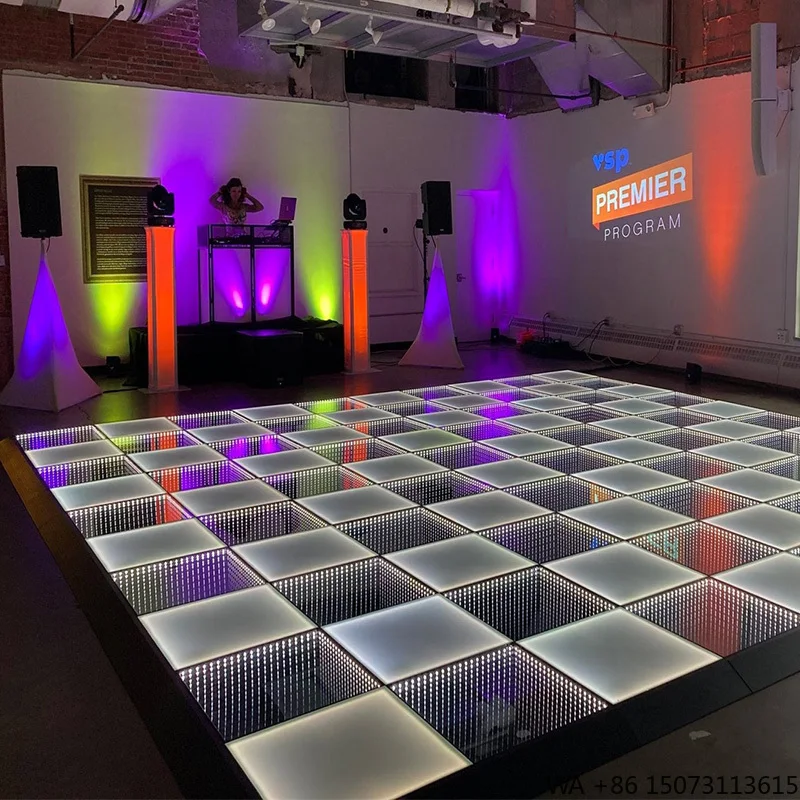 

3D-зеркальный рулонный пол из закаленного стекла с LED-подсветкой и магнитным креплением для отелей