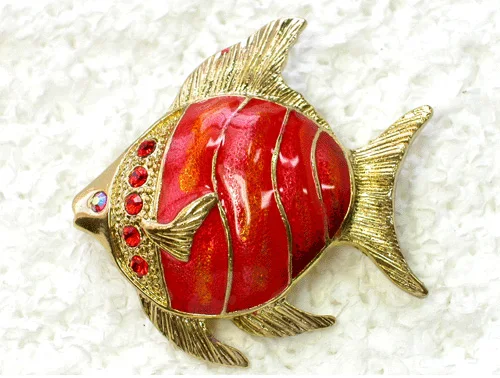 60pcs/lot Mixed Color(Can Notes Color) Wholesale Fashion Brooch Rhinestone Enamel Fish Pin brooches Christmas Gift C101218