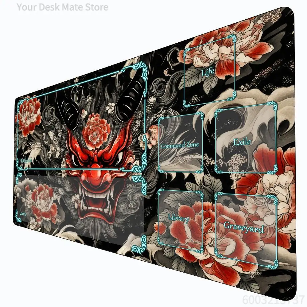 

Magic Playmat card gaming mat with zone Retro-style ghost warrior mask mtg playmat Desk Mat gathering game mat magic card rug