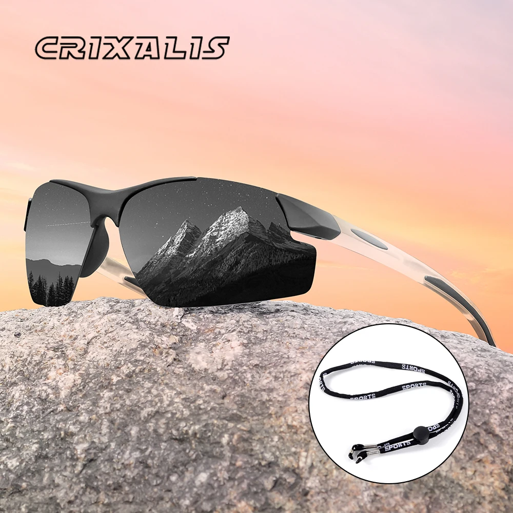 CRIXALIS Square Half Frame Sunglasses for Men Fashion Trend Cycling Sun Glasses Goggles Male Outdoor Sports Shades Women UV400