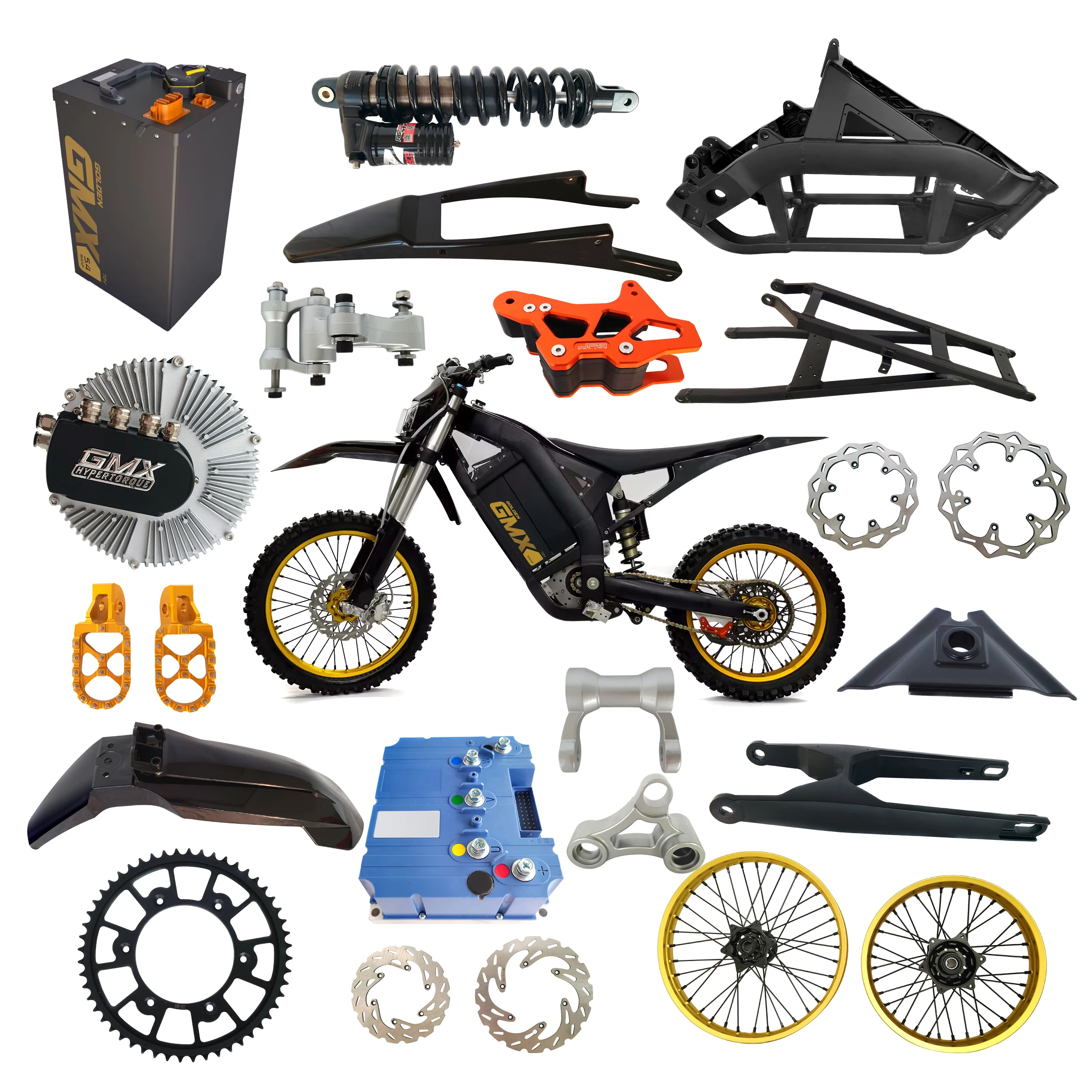 Kits de motocicleta eléctrica de alta potencia - Controlador de onda sinusoidal VEC, sistema de batería intercambiable de 72V y ajuste inteligente del medidor para profesionales y aficionados al bricolaje