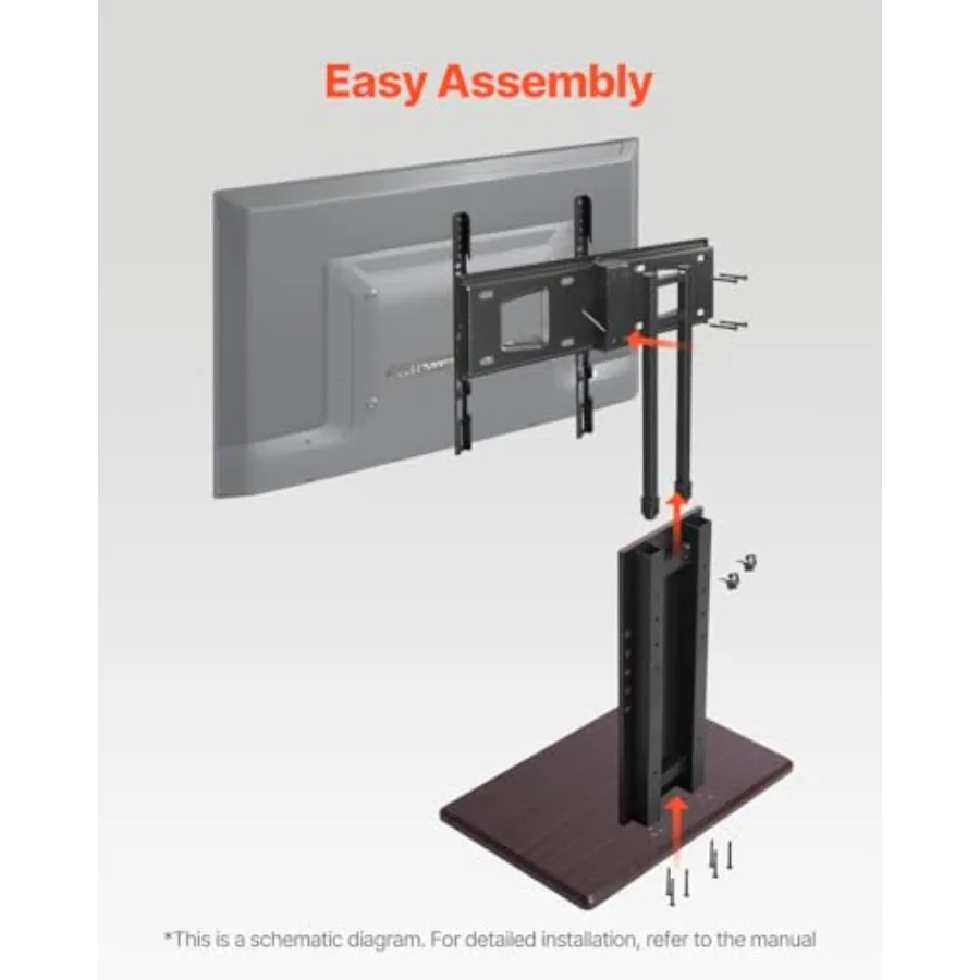 حامل تلفزيون عالمي حامل تلفاز سطح الطاولة لشاشات 3270 بوصة دوارة وارتفاع قابل للتعديل حامل تثبيت التلفزيون يحمل ما يصل إلى 99 رطلًا مع #6