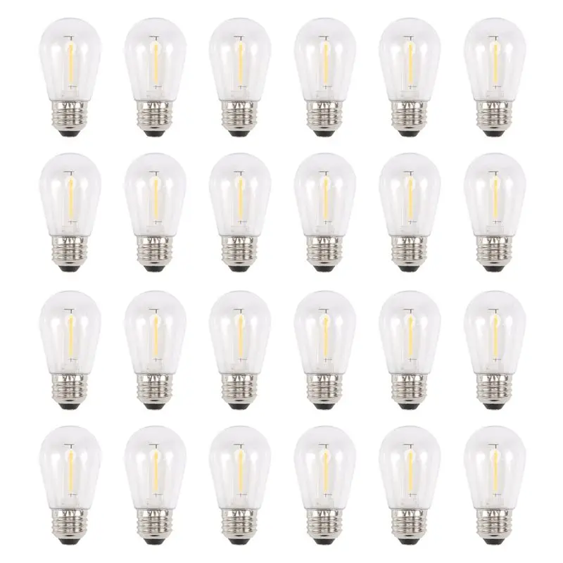 

AEE8-24 Pack 3V LED S14 Replacement Light Bulbs, Shatterproof Outdoor Solar String Light Bulbs, Warm White