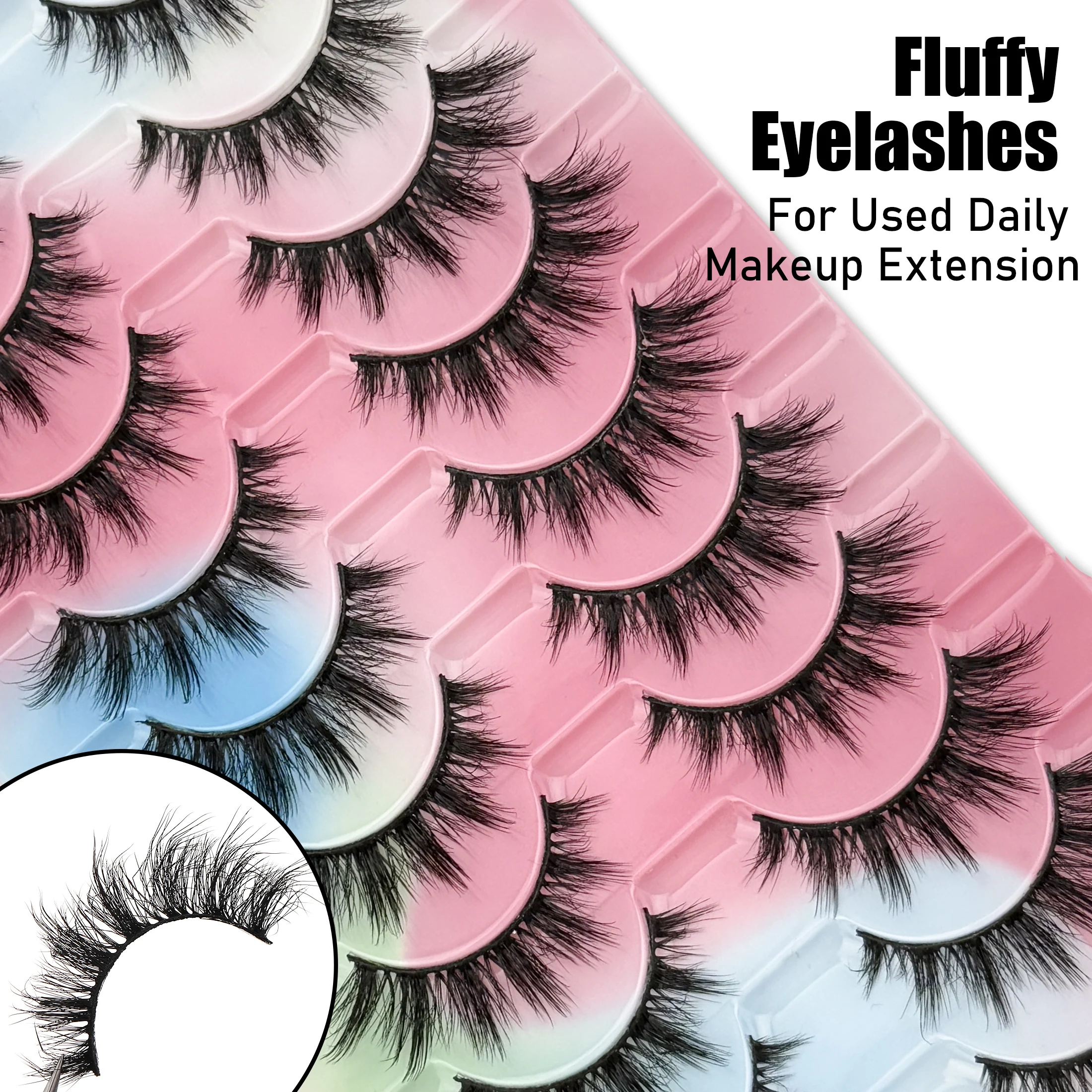 10 Pairs D-Curl Fluffy False Eyelashes, For Daily Makeup Extension, Beginner-Friendly Easy To Apply,Reusable High-Quality Lashes