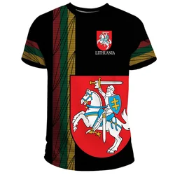 Lithuania Flag 3D Print T Shirt Men Lithuanian National Emblem Pattern Short Sleeve Tracksuits Outwear Street Tees Male Clothes