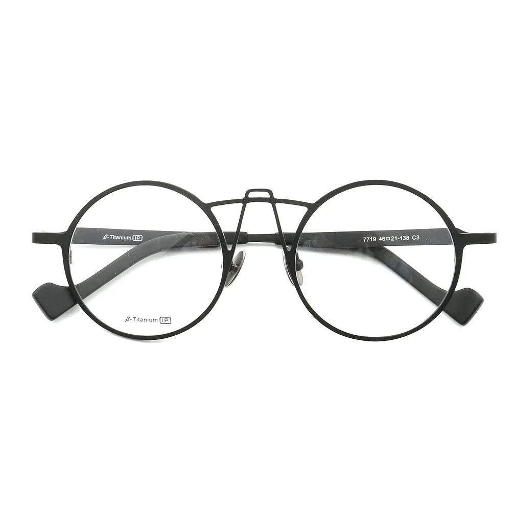 

Retro Vintage Titanium Metal round Eyeglasses Frames Black Spectacles Fashion Optical Glasses for Men And Women