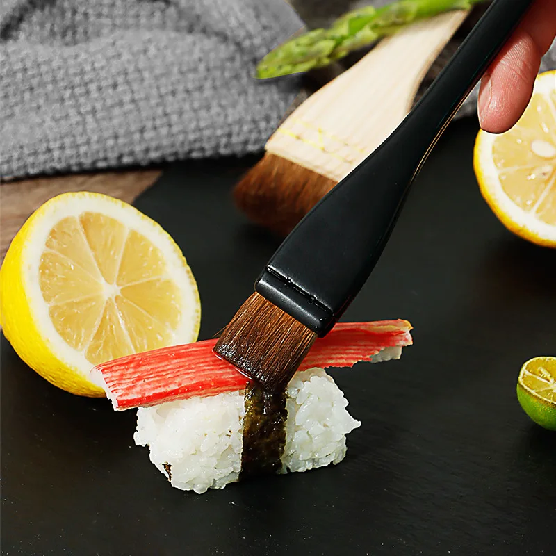 Japanese imported sushi brush, horsehair brush, thin handle, wooden handmade Edo board, front soy sauce, commercial paint