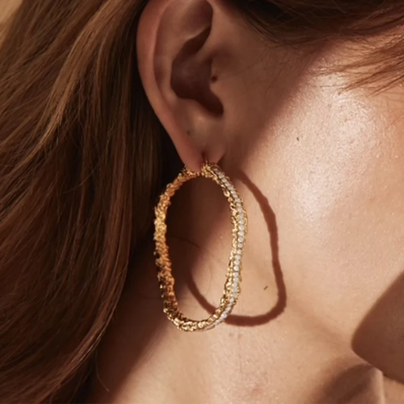 VAROLE Punk Pearl Hoop Earrings For Women Gold Color Earings Boucle Oreille Femme Fashion Jewelry Wholesale