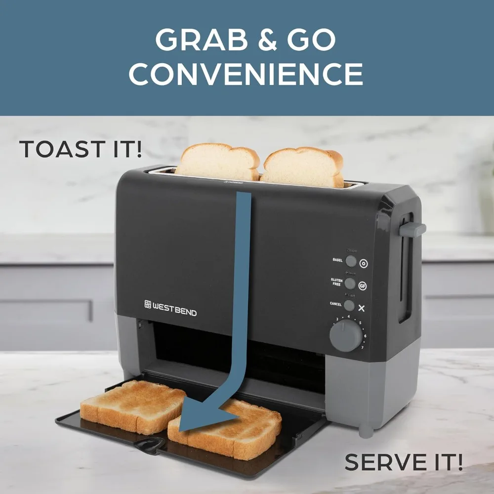 2 Slice Toaster,Wide Slot Slide Through w/Bagel & Gluten-Free Settings and Cool Touch Exterior Includes Removable Serving Tray