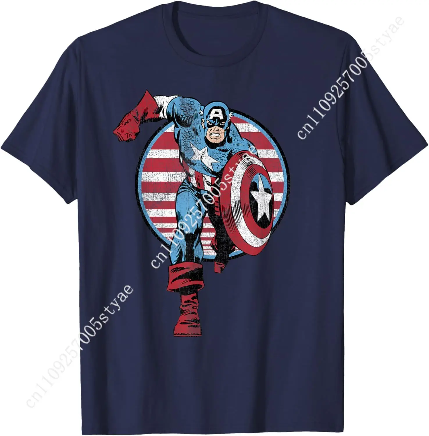 

Marvel Avengers Retro Captain America Vintage Comic Circle Men Women T-Shirt