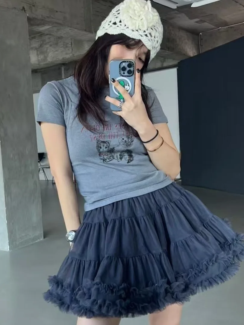 

Шикарная тюлевая юбка-тортик с высокой талией, женская юбка-миди, летнее милое пышное платье Agel Wooden Me, офисное платье