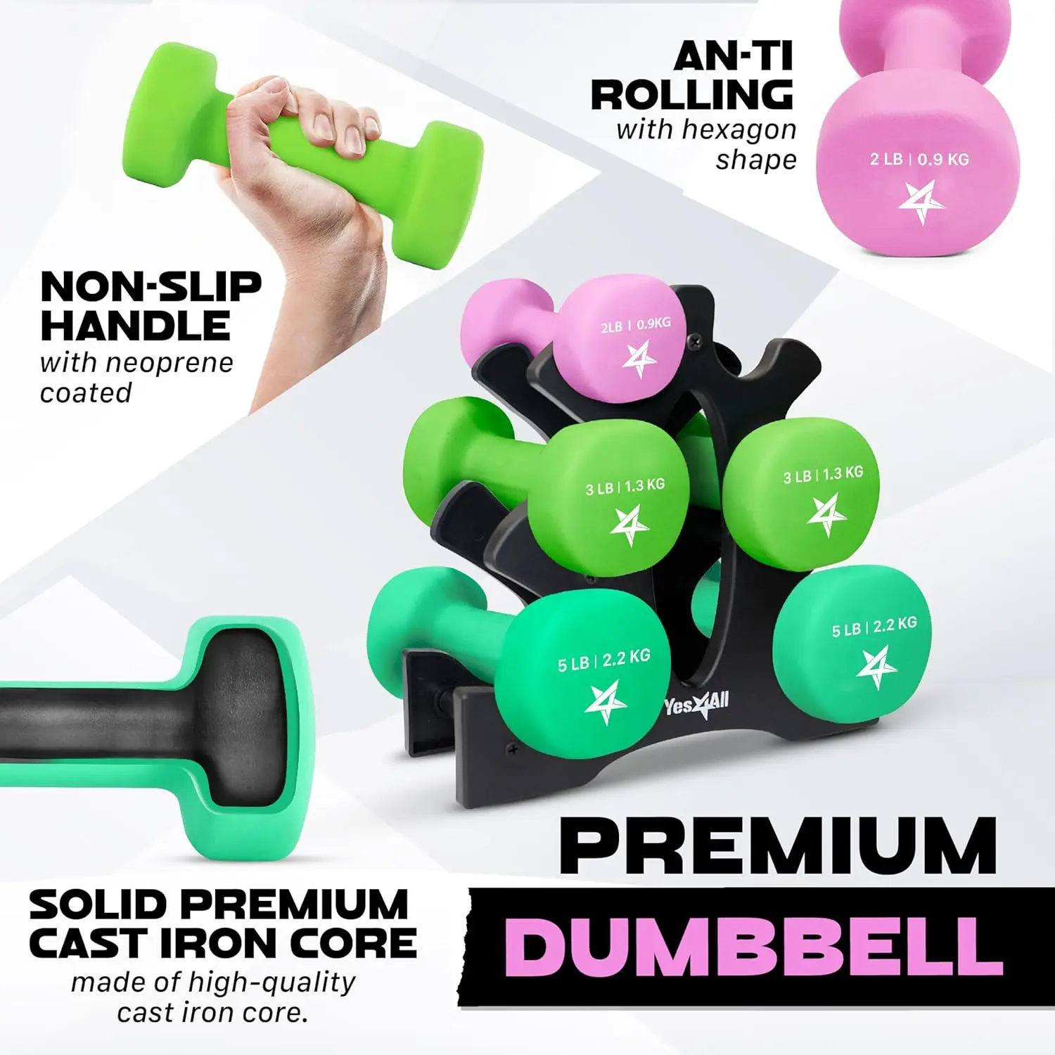 Coated Dumbbell Hand Weight Set 4