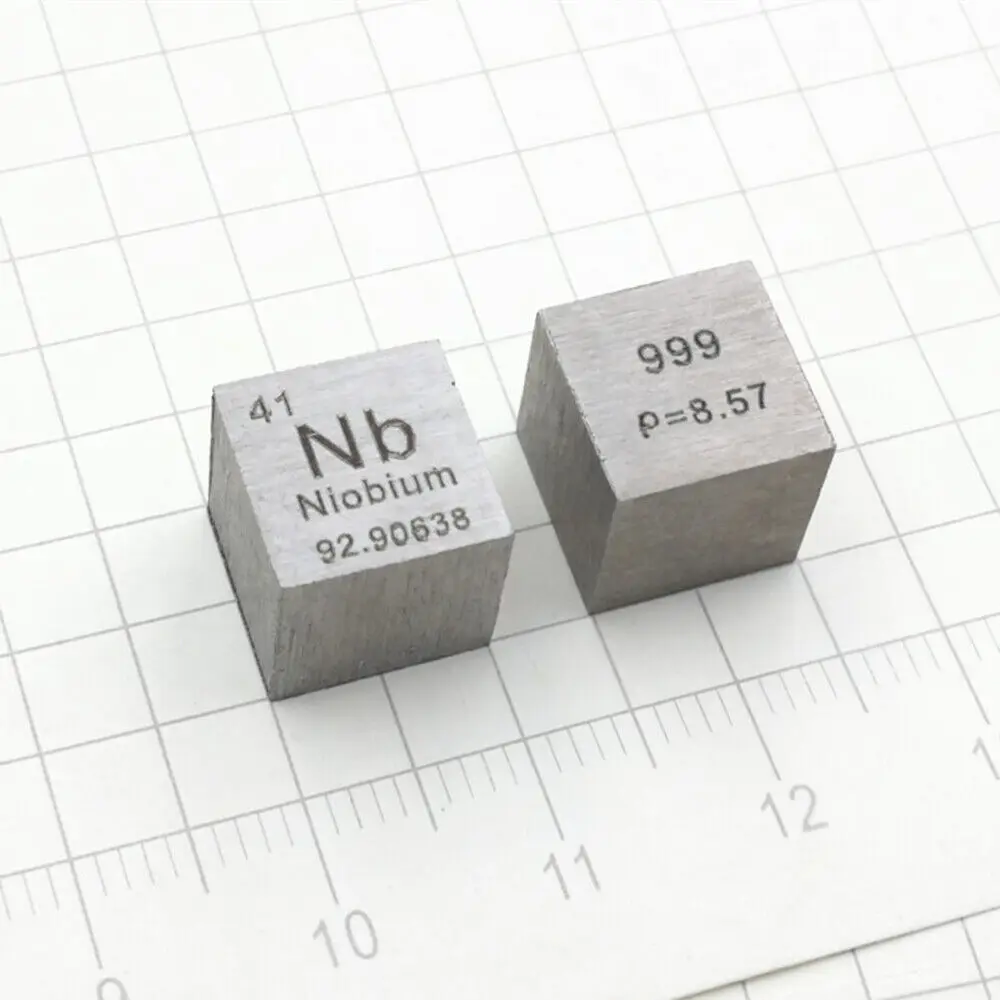 

99.9% High Purity Niobium Metal Nb 8.58g Carved Element Periodic Table 10mm Cube