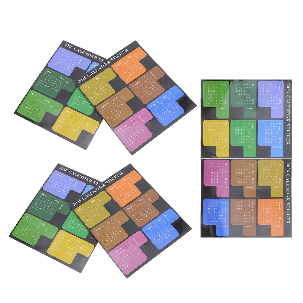 

6Pcs 2026 Schedule Calendar Stickers Monthly Planner Adhesive Index Tabs Notebook Dividers Decorative Organizer