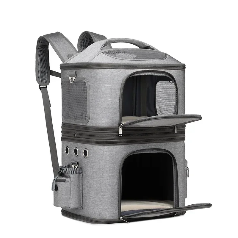 Imagem -04 - Mochila para Animais de Estimação de Camada Dupla sem ue Destacável Portátil para Uso Externo Caixa de Aviação Dobrável para Gatos e Cães