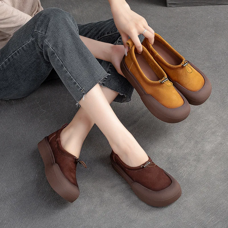 

Ladies Sneakers Shoes Autumn 2023 New Genuine Leather Women Shoes Casual Fashion Flat retro style head layer cowhide single Sho