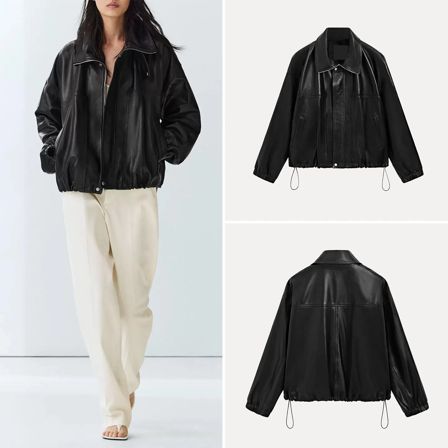 Chaqueta de Piloto Estilo Funcional para Mujer, Ropa Exterior Verano 2026, Material Napa, Corte Estándar, Marca Zadata, Chaqueta Corta