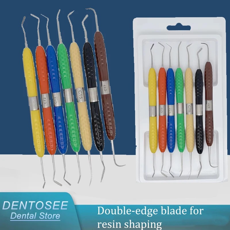 

7Pcs/set Dental Resin Filler Aesthetic Restoration Kit Silicone Handle for Lm Resin Dresser Dentistry Tool Instrumen