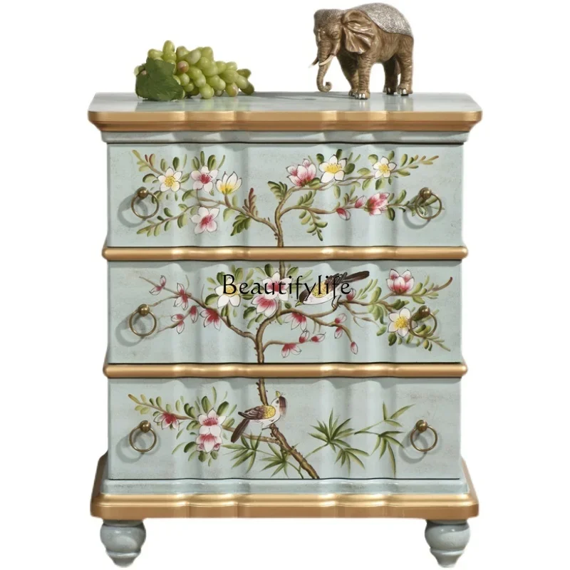 

D33Classic Green Wooden Nightstands Large European Organizer Bedroom Nightstands Space Saving Wood Table De Nuit Furniture Bedro