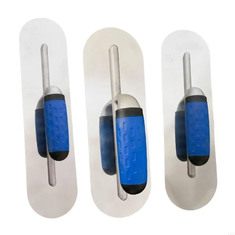 P82E 3Pcs Round End Concrete Plastering Pool Trowel Set with Comfortable Grip Handles