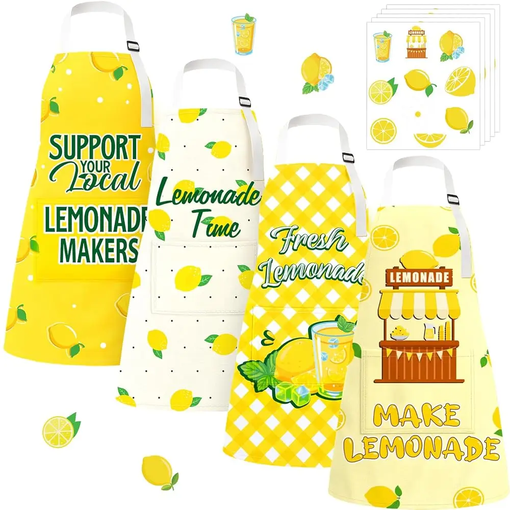 

Lemon Adjustable Aprons with Pockets Decorations for Kitchen Baking Cooking Birthday Party Supplies