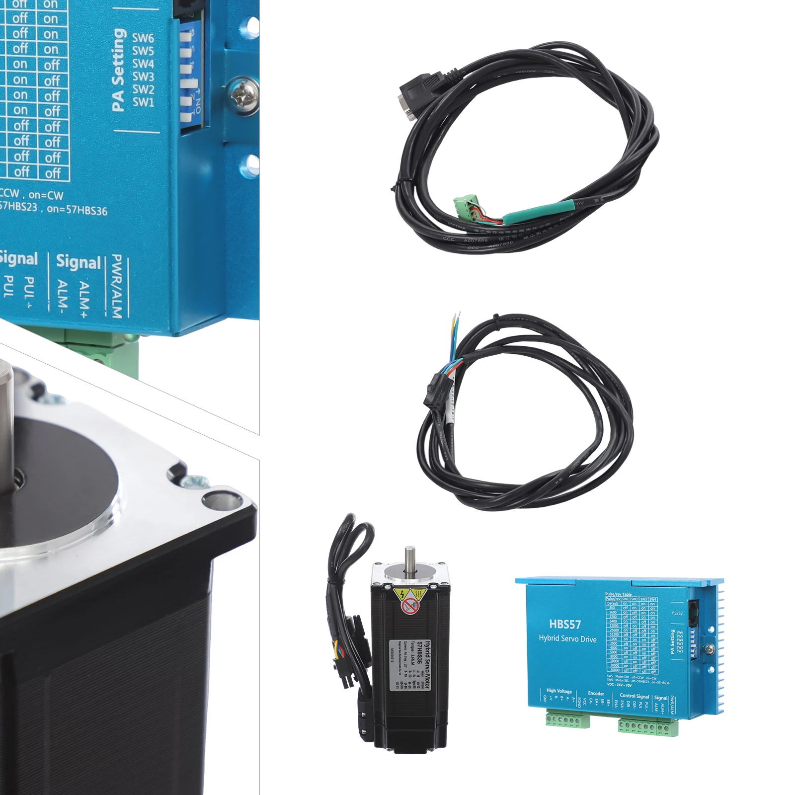 Motore passo-passo e driver ad anello chiuso 57HBS36 3,6 Nm, controllo DSP HBS57, 24-60 V, 5 A per macchine CNC, incisione, imballaggi, SMT