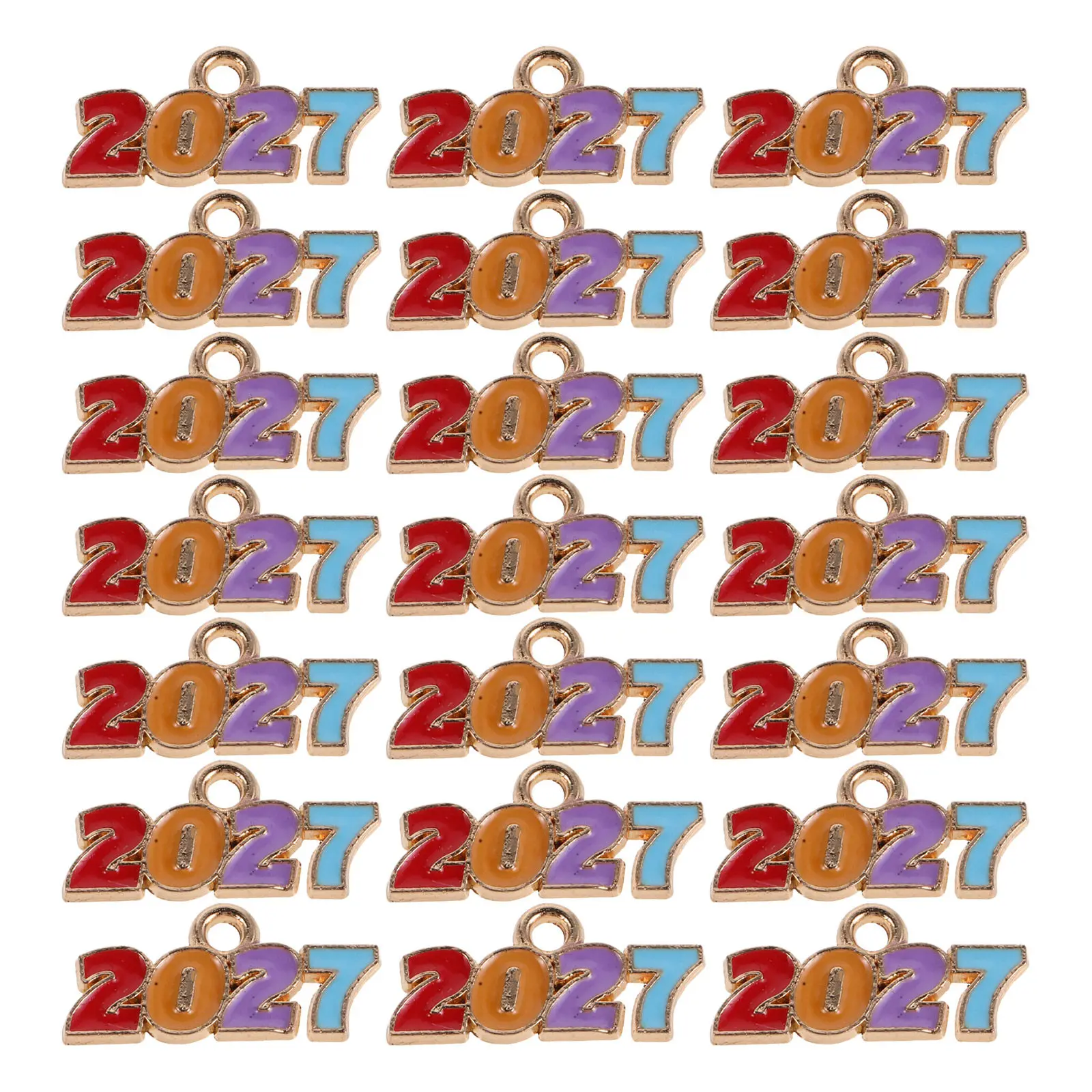 50Pcs 2027 Year Signet Charms Multi Color Alloy Pendants Jewelry Making Graduation Tassel Craft DIY Charms for Bracelets