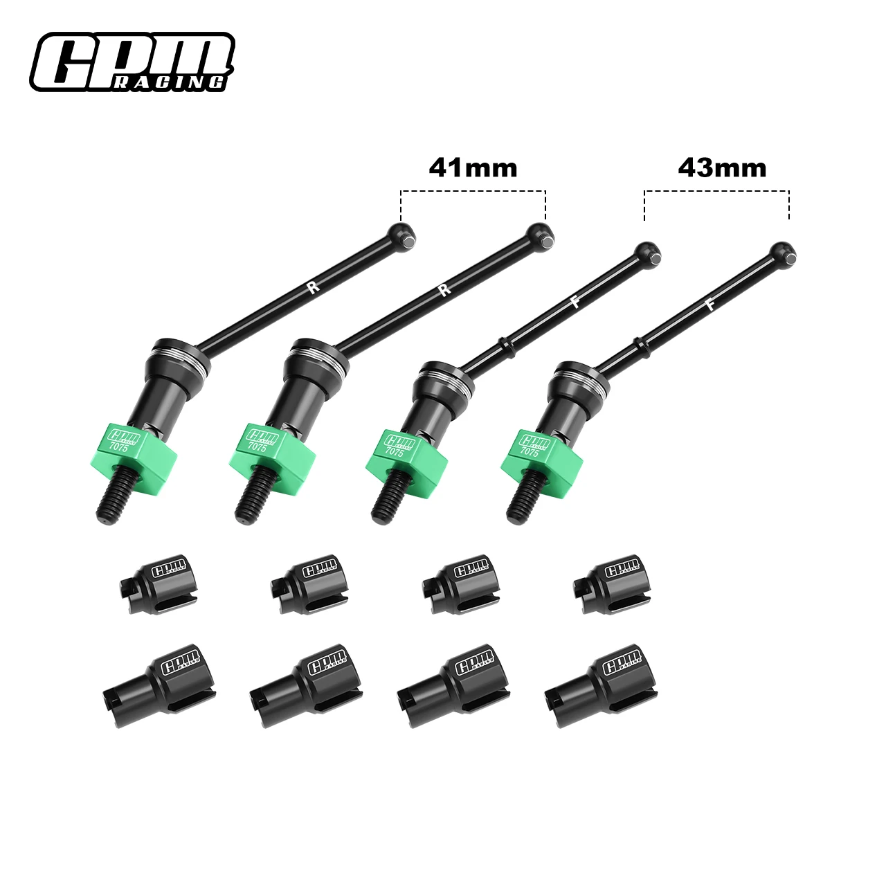 GPM ARRMA 1/16 Mojave Grom 4140 CARBON STEEL FRONT & REAR CVD DRIVE SHAFTS WITH ALLOY 7075 WHEEL HEX (PINS THICKENED 2MM)