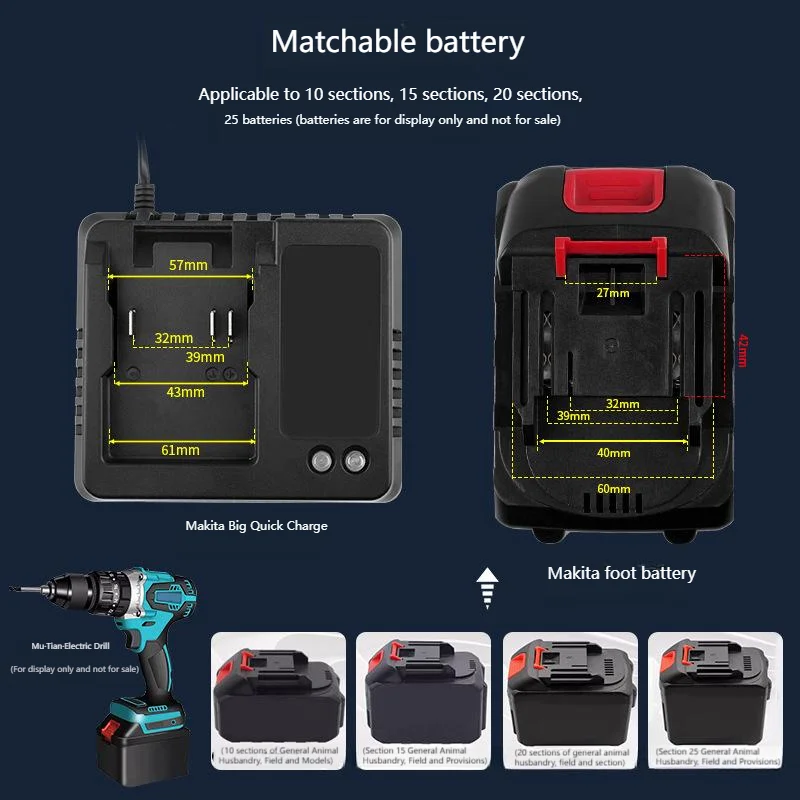 EU US Plug For Makita 21V 2A Li-ion Battery Portable Fast Charger for Makita 18V Battery Replacement
