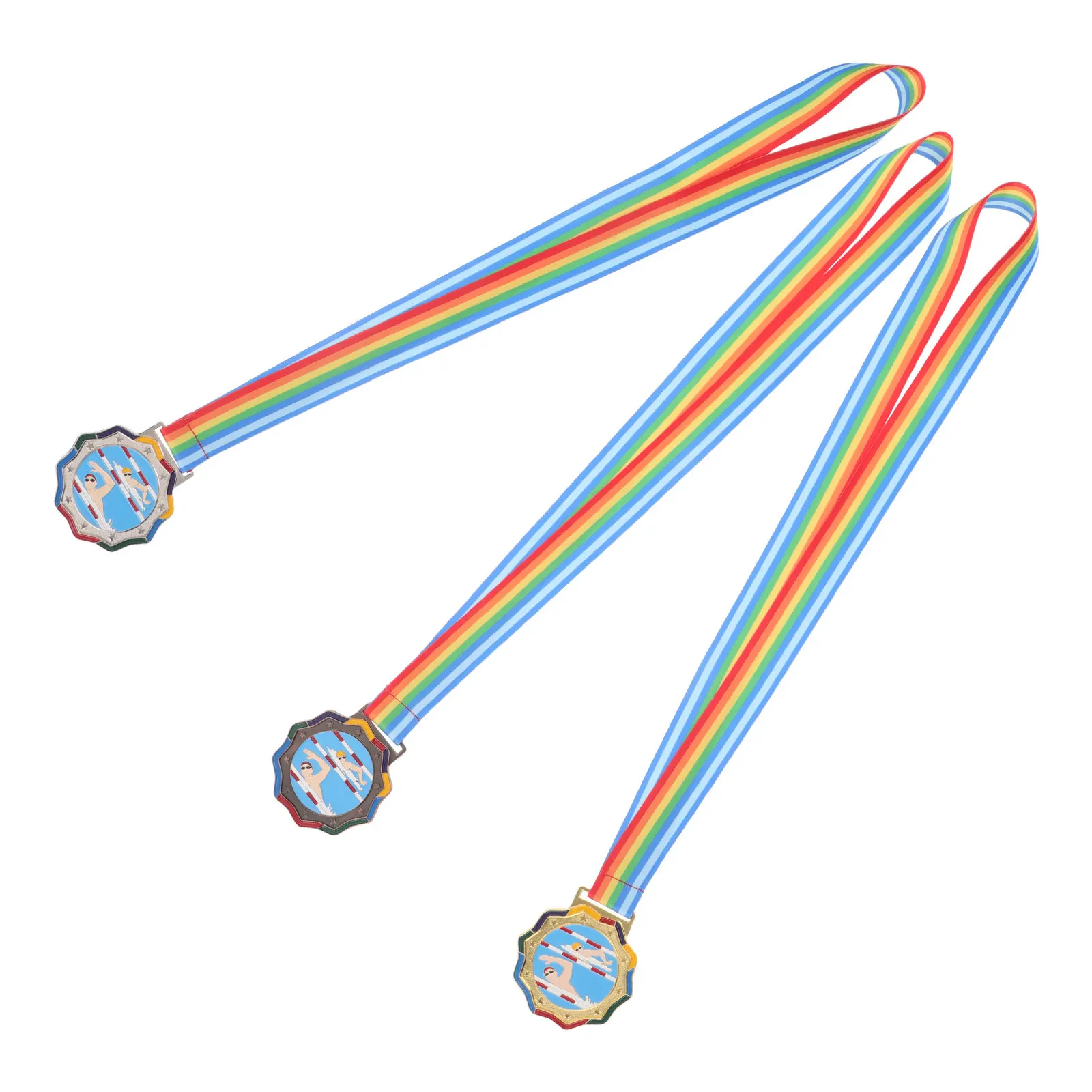 

3Pcs Metal Medals for Kids Sports Day Championship First Place Award Medal with Ribbons Medals for Children Winners