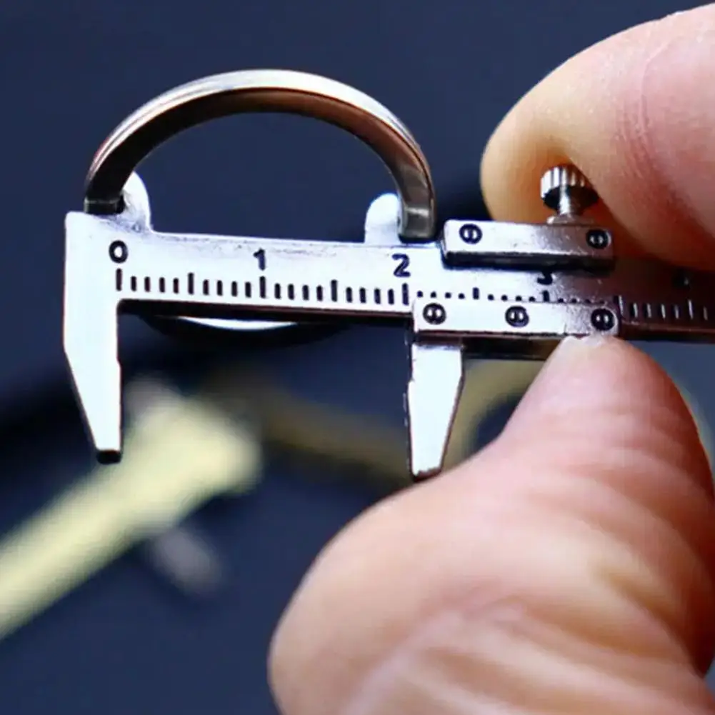 Mini Caliper Key Chain Alloy Real Vernier Caliper Keyring 0-40mm Portable Rulers Calipers Keychain Small Measuring Gauging Tools