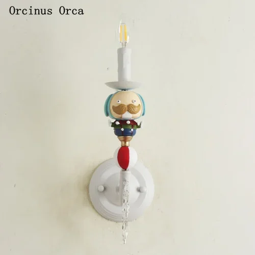 

Cartoon Creative Clown Wall Lamp Boys'Bedroom Children's Room Nordic Simple LED Color Doll Wall Lamp free shipping