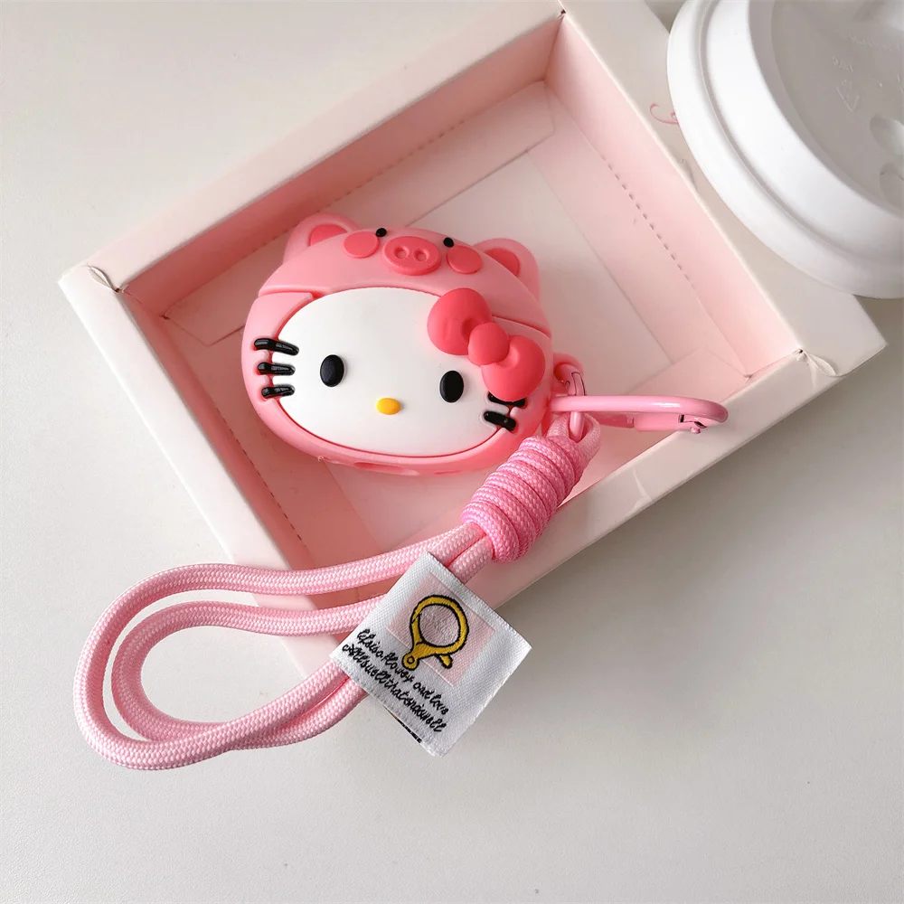 Gift Style For Girls Super Cute Pig Hello Kitty Sanrio Cartoon Anime Anti-fall Headphone Case For Airpods 4, 1, 2, 3, Pro, Pro2