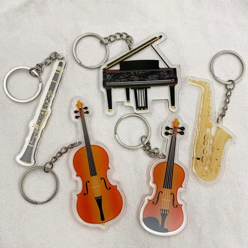 

Guitar Shop Gift Keychain Acoustic Guitar Pendant Acrylic Thick Electric Guitar Model Keychain Simulation Electric Bass Keychain
