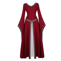 Victorian Medieval Dress Women Renaissance Irish Trumpet Sleeves Long Dress Retro Fancy Gown Halloween Costumes