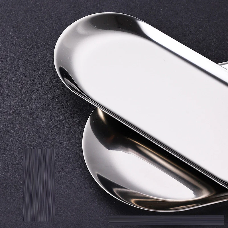 Stainless Steel Jewelry Storage Tray Metal Cosmetic Storage Oval Cake Fruit Dessert Tray Snack Plate Kitchen Organizer Nut Tray