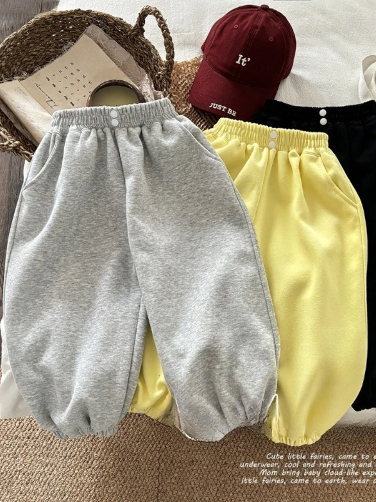 Jungen- und Mädchenhosen 1-6 Jahre Frühling Herbst Lässige Einfarbige Koreanische Stil Gerade Hosen Kleinkinder Kinder Alltagskleidung Hose – Detail 2