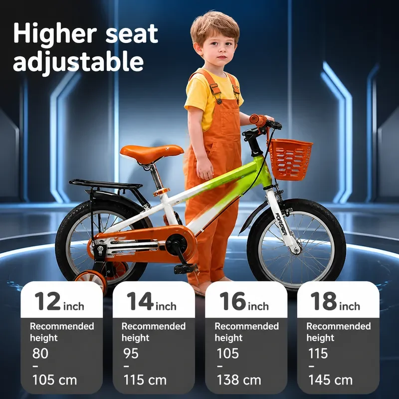 Permanent Bicycle with Auxiliary Wheels for Kids Aged 3 to 12 Years Old Suitable for Boys and Girls