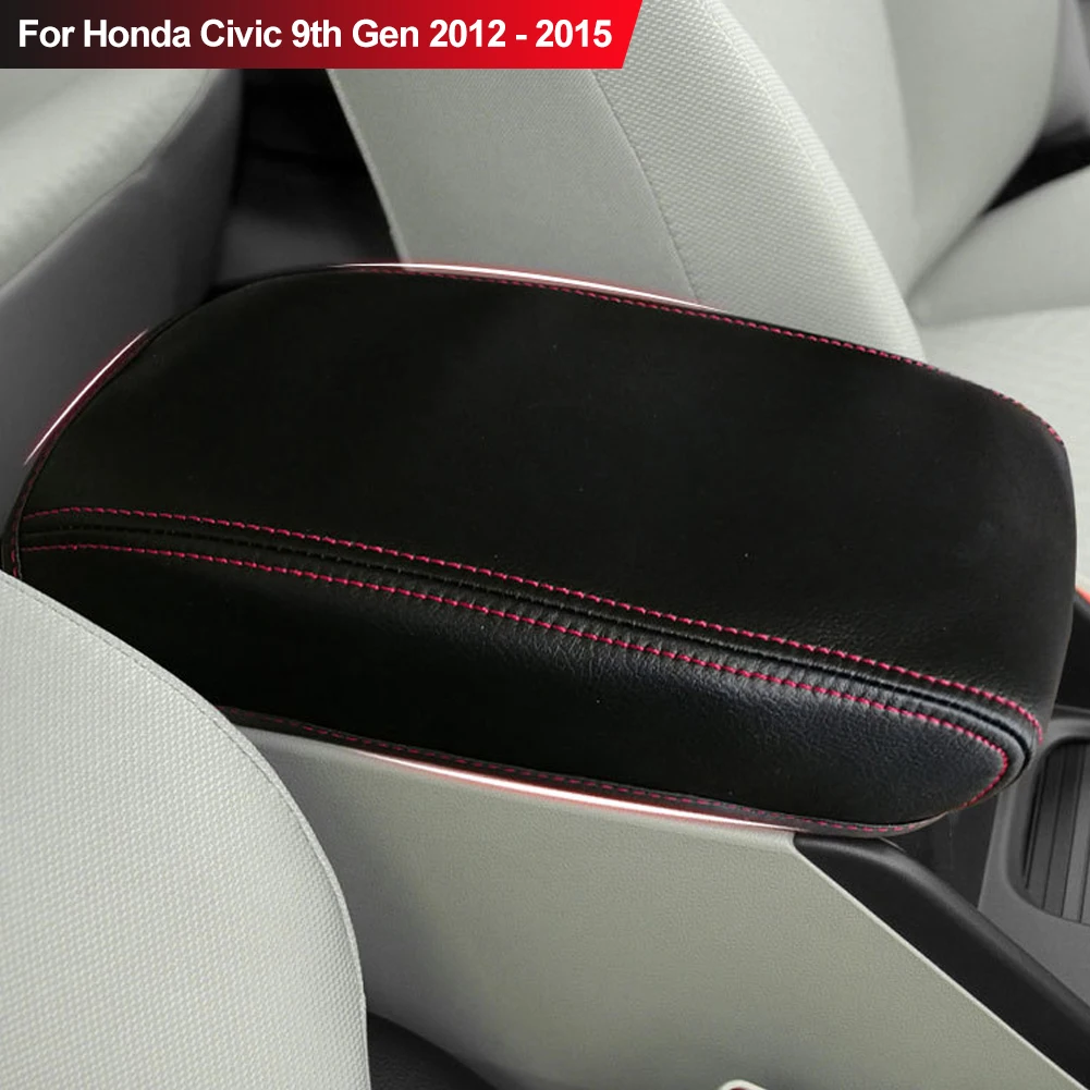 Car Microfiber Leather Interior car accessories Center Armrest Box Cover Sticker Trim For Honda Civic 9th Sedan 2012 13 14 2015