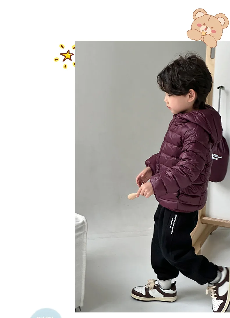 Winterkleidung für Jungen und Mädchen, leichte Daunenjacke, mittelgroßer, verdickter warmer Kindermantel mit Kapuze – Detail 20