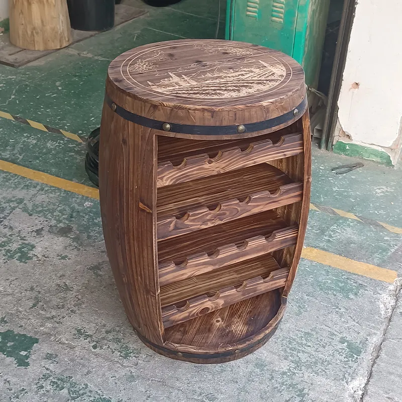 Wine barrel decorative oak barrel rack, solid wood barrel rack
