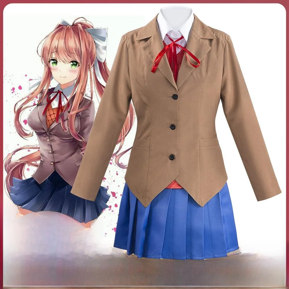 Halloween Literatuur Club Monica Kostuum Volledige Set Anime Prestatiekleding Fem 3 Stage Performance Outfit Katoen Traditi...